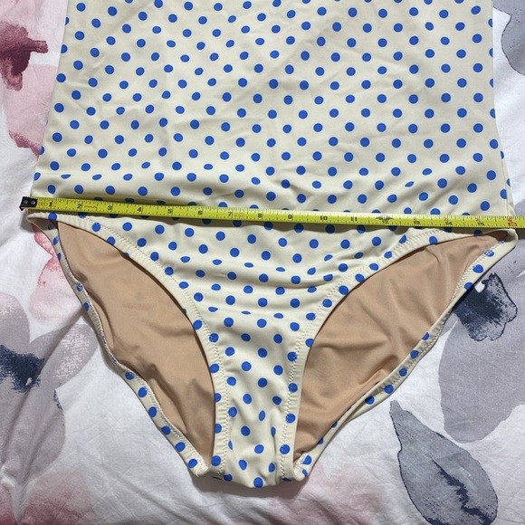 NWT J Crew Underwire Polka Dot Cream & Blue One Piece Bathing Suit Size 12 - Picture 9 of 13